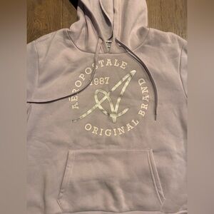 Aeropostale Sport Lilac Lavender White Hoodie Silver Logo 1987